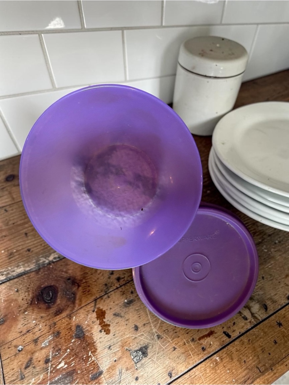 Vintage Purple Tupperware 1 Cup Canister Container Lid Pantry Storage